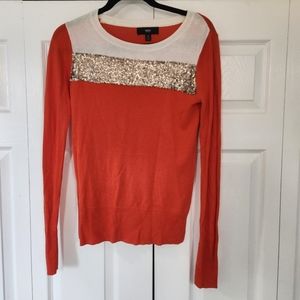 Mossimo Target Orange and Gold Sequins Sweater Size XS